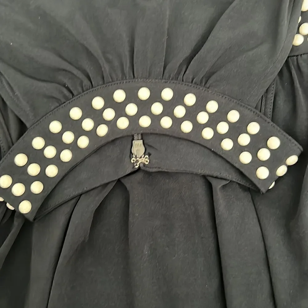 Gorgeous Micheal Kors navy blue sleeveless maxi white beads around neck & waist